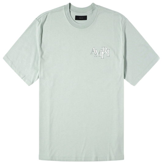 AMIRI 'STAGGERED LOGO' FROSTY GREEN TEE