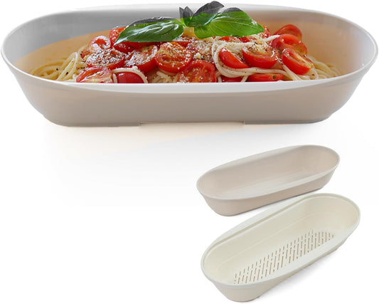 Astro 510-52 Pasta Bowl & Colander, Beige, Microwave Cooker, Pasta Maker, Easy Time Saving, Cooking Utensils, Steam Pasta, Made in Japan