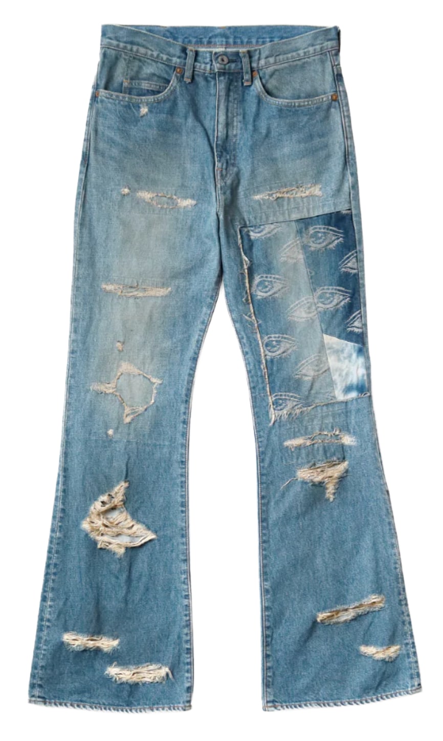 KAPITAL 'OKABELLO' FLARE BLUE JEANS