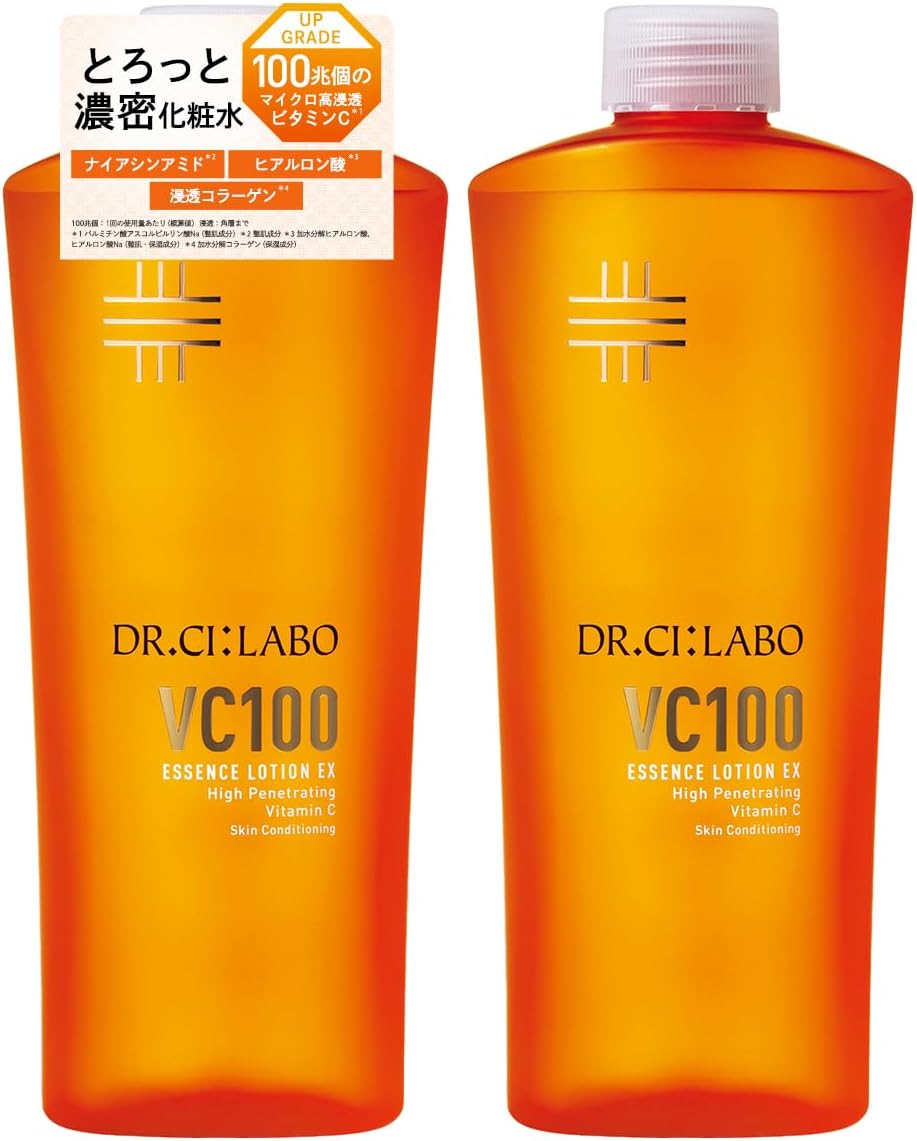 New VC 100 Essence Lotion EX V Refill, Set of 2 (285 ml) (Vitamin C Lotion), Large Capacity, Highly Moisturizing, UV Rays, Drying, Niacinamide, Popular Ranking Dr. CiLabo