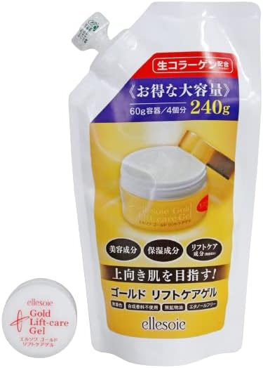 Ellesoie Gold Lift Care Gel, All-in-One for Aged Skin (Refill, 8.5 oz (240 g) + 0.4 oz (10 g) (Portable) Value Value Cost Set