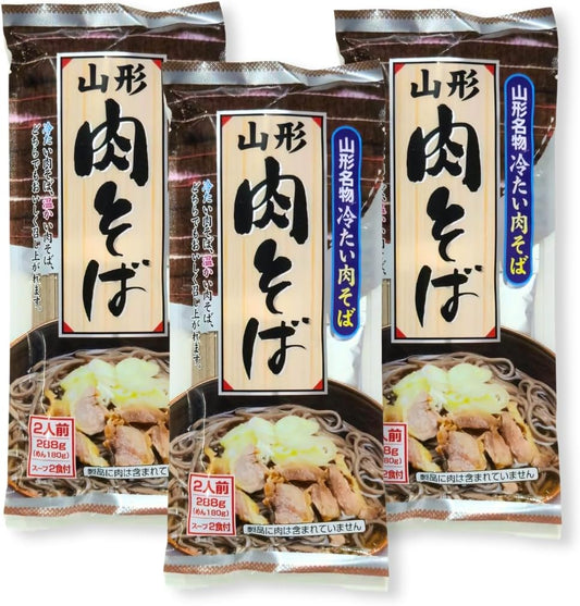 山形名物 肉そば 3袋 (6人前) スープ付き 山形名物 山形県 ご当地 蕎麦 グルメ 乾麺 即席麺 インスタント
