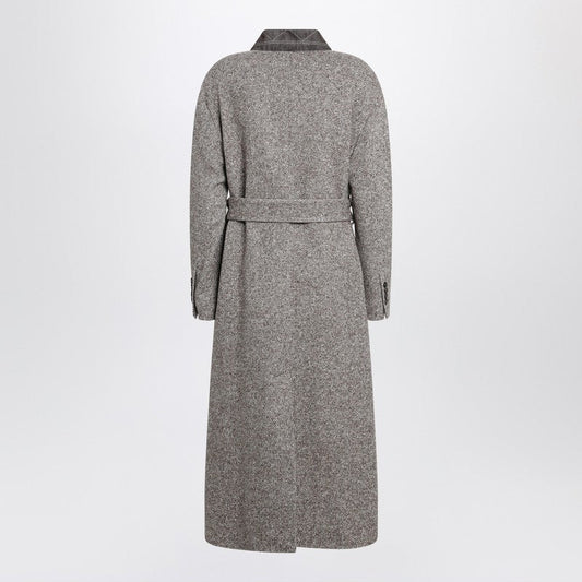 Brunello Cucinelli Brown Mエランジウールブレンドコートとベルト - Image 1