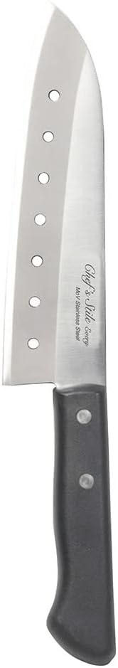 Pearl Metal Santoku Kitchen Knife, Perforated Stainless Steel, 6.5 inches (165 mm), Dishwasher Safe, FN-137 Chef's Steel Every