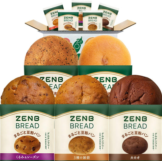 ZENB ZENB Bread, Gluten-Free Bread, 5 Types, 10 Pieces (Walnuts, Raisins, Cacao, 3 Types of Millet, Tea & Orange, Kinakoan (2 each), Sugar Reduction, Sugar Control, Dietary Fiber Supplement During