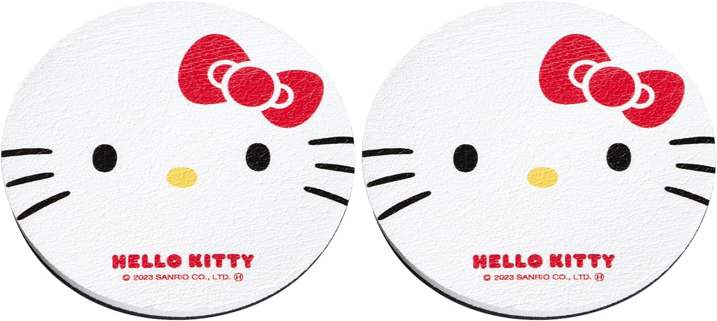 Seiwa IMP260 Car Interior Supplies, Drink Holder, Coaster Hello Kitty Drink Mat, Water Absorbent, Soft, Quick Drying, 2 Pieces, Cute, Stylish, Character, Kitty Chan, Hello Kitty Sanrio, Officially