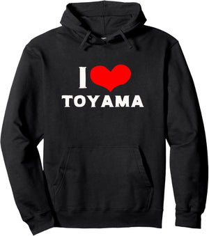 I LOVE TOYAMA Love Heart Toyama Toyama Prefecture Japan Souvenir Cute Stylish Hoodie, Black, S