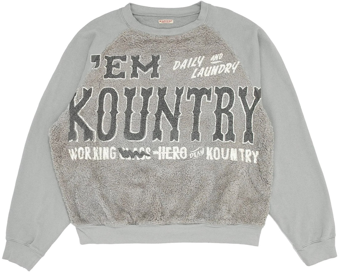 KAPITAL EM KOUNTRY FUR 'GREY' CREWNECK