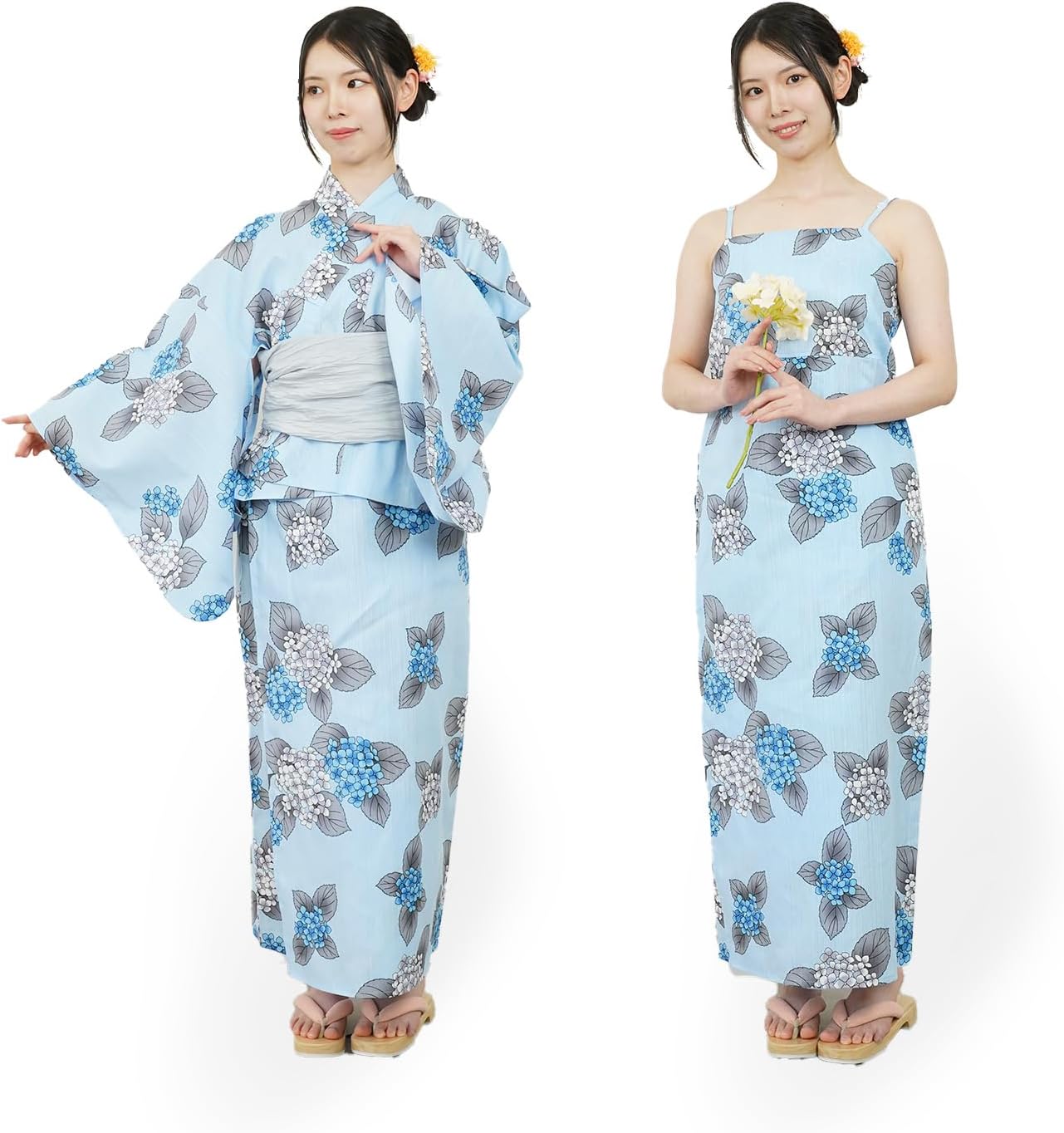 Amemari Yukata, 2-Piece Set, One-Piece Yukata Set, Wrinkled Waistband, Women's, 2-Way Coordinated, Easy to Wear, Trend Yukata, 100% Cotton, 8 Patterns, One Size Fits Most, Dull Color, Cute