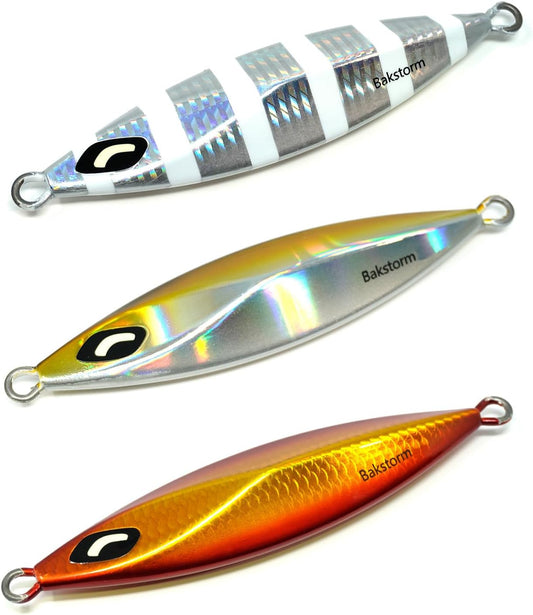 Slow Fall Wing, 3.5 oz (100 g), 5.3 oz (150 g), 200 g, 250 g, 300 g, Metal Jig, Lure, Slow Jigging, Jigging, Bluish Amberjack, Grouper Mackerel, Fish, Bakstorm, 8 Color Set