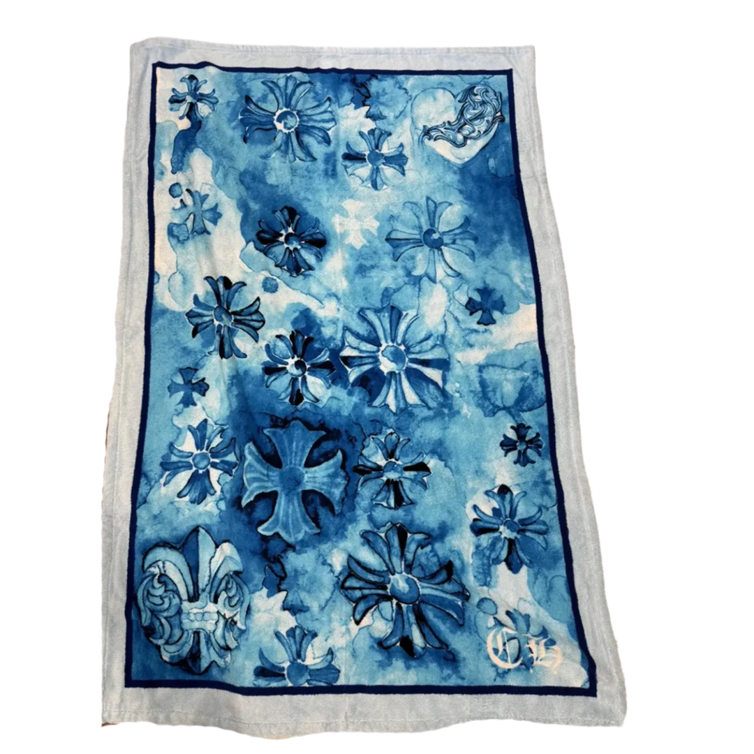 CHROME HEARTS 'BLUE CROSS MOTIF' BEACH TOWEL