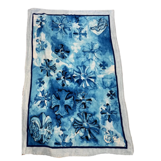 CHROME HEARTS 'BLUE CROSS MOTIF' BEACH TOWEL