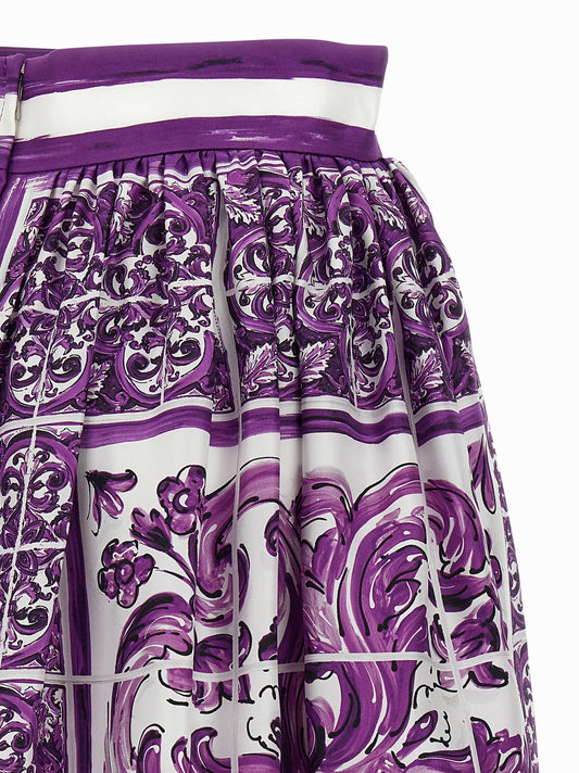 Dolce  Gabbana Dolce＆Gabbana 'Maiolica'プリントシルクスカート - Image 1