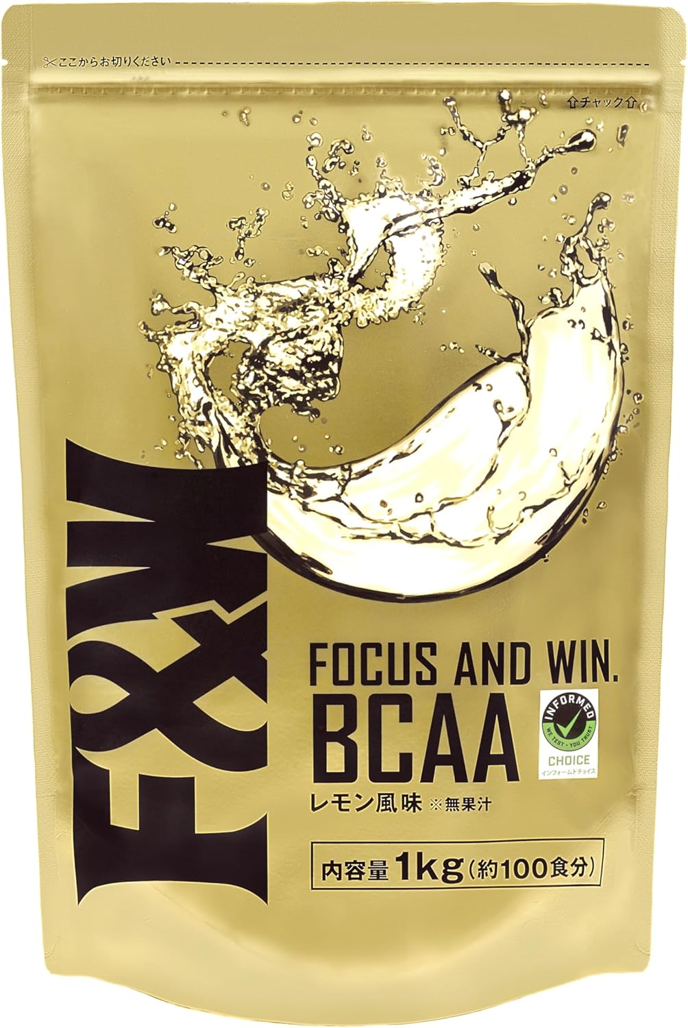 F&W (エフアンドダブリュー) BCAA 1kg 100 Servings Anti-Doping Certified Made in Japan (1kg, Lemon Flavor)