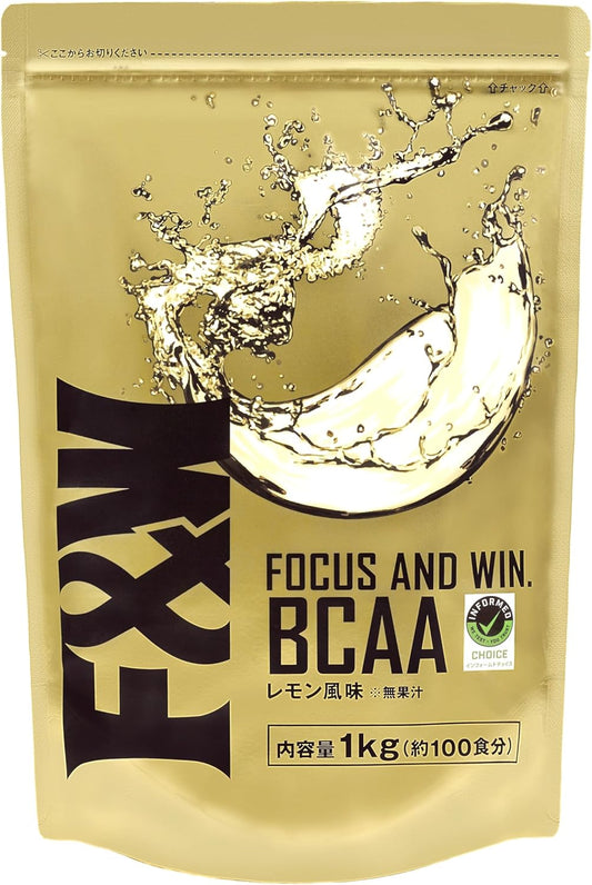 F&W (エフアンドダブリュー) BCAA 1kg 100 Servings Anti-Doping Certified Made in Japan (1kg, Lemon Flavor)