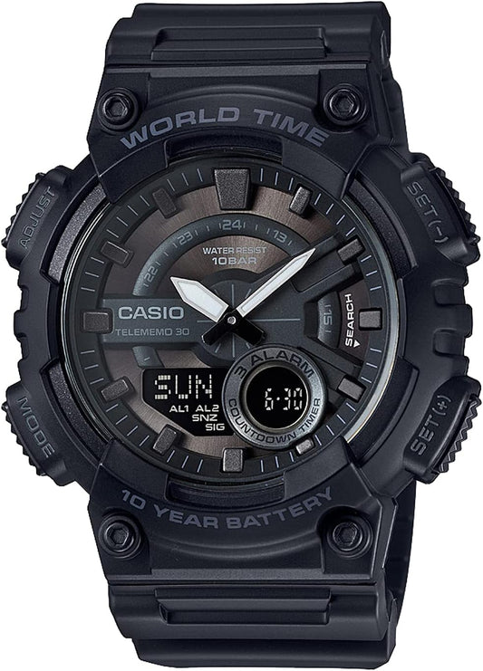 Casio Collection Standard Digital/Analog Combination Series Wristwatch, All Black (AEQ-110)