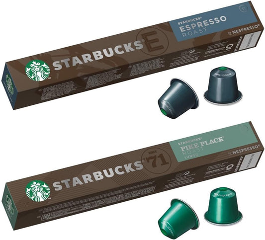 Nestle Japan Starbucks Nespresso Capsules, Assorted 2 Types (Espresso Roast, Pike Play Roast)
