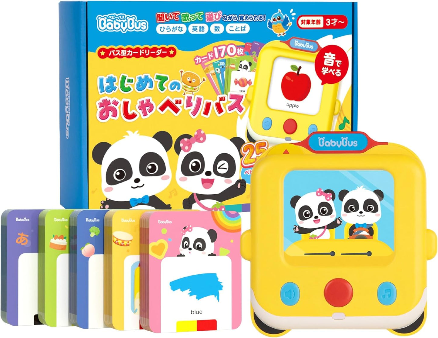 BabyBus First Talking Bus, English Learning, Japanese and English Languages, 170 Flash Cards, 25 Songs, Educational Learning Toy, Baby Toy, 3 Year Old, 4 Year Old, 5 Year Old, Birthday Gift, Baby Bath