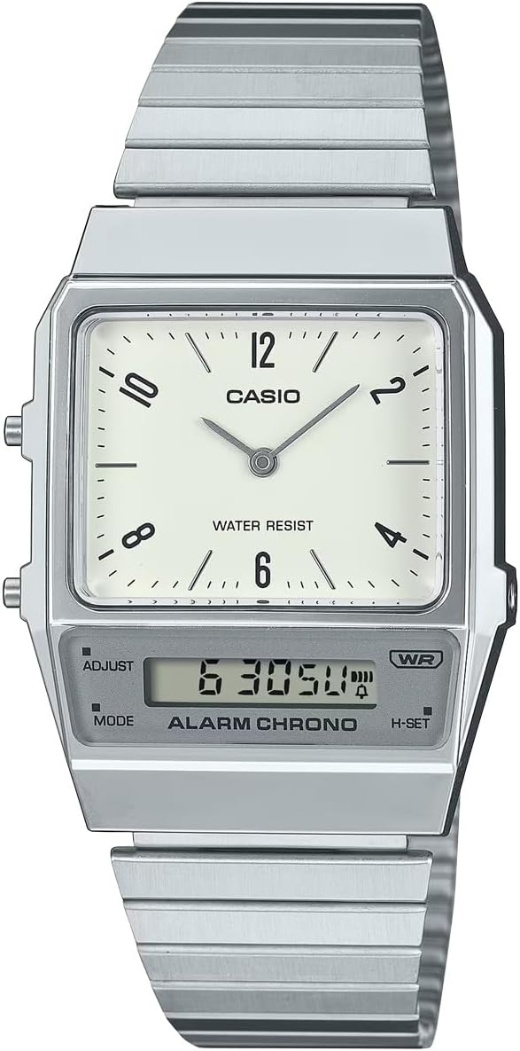 Casio Ana-Digi AQ-800E-7A2 Cheap Casio Standard Silver Ivory Arabic Index Wristwatch Analog Digital Men Women Unisex Digiana Waterproof Lightweight [Parallel Import], white (off-white), Bracelet Type