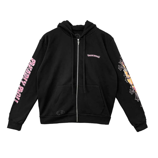 CHROME HEARTS 'DEADLY DOLL' BLACK ZIP UP HOODIE