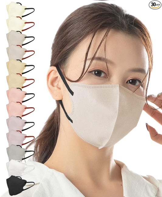 [ＴＪ ＴＲＡＤ　ＪＡＰＡＮ] マスク 日本製 不織布 花粉対策 3Dマスク フェイスラインすっきりに見える 立体マスク おしゃれ バイカラー 個包装 30枚入 職場 スーツに似合う