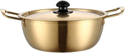Two-Handed Hot Pot, Stainless Steel Product, Pot Dish, Tabletop, Induction Compatible, Lightweight, Pot Lid Included, 6.3 - 9.4 inches (16 - 24 cm), Small Pot, For Home Use, Commercial Use, Nabe-yaki