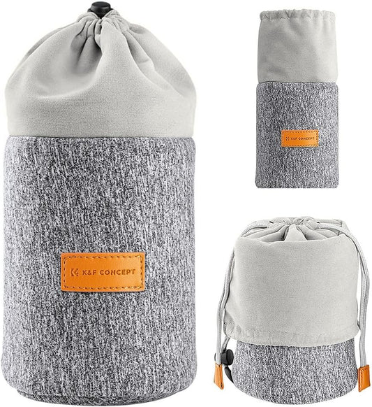 Camera Lens Case, K&F Concept SLR Dual Purpose Lens Case, Pouch, Lens Protection Pouch, Soft SLR 2-Way Waterproof Compatible with DSLR Camera Lenses such as Sony Canon Nikon Pentax Olympus Panasonic