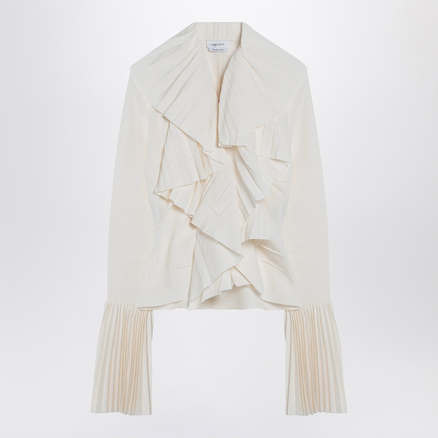 Alexander McQueen アレクサンダーMCクイーンアイボリープリーツブラウス - Image 1