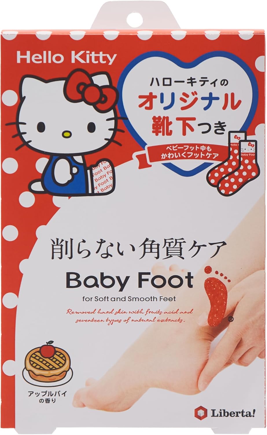 Baby Foot Easy Pack, 60-Minute Type, Medium, Hello Kitty Packaging, Heel Exfoliating, Foot Peeling (Up to 10.6 inches (27 cm)