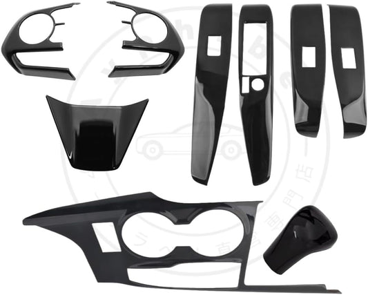 For Camry 10th XV7# 2017-2024 Steering Button Panel 3P Door Power Window Button Cover 4P Center Shift Cover 1P Shift Knob Cover Steering Wheel Panel 1P For Toyota Vehicles Only 9pcs Set (For