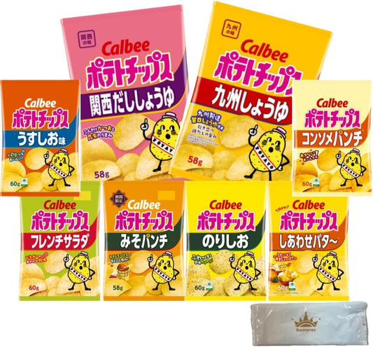 Calbee Potato Chips, Assorted Seaweed Salt, Buy Box, Kyushu Soy Sauce Flavor, Light Salt, Local Limited Dagashi