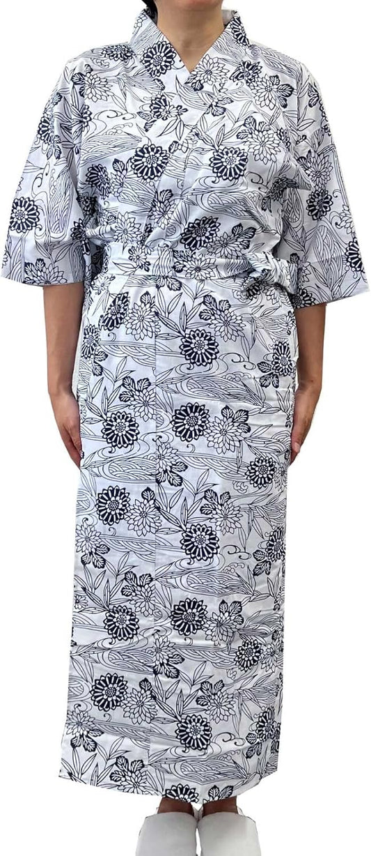 Hanasan Naturale Sleepwear, Double Layered Gauze, 100% Cotton, Front Opening, Waist Strap, Large Sizes, S, M, L, LO, Ladies' Patterns Available