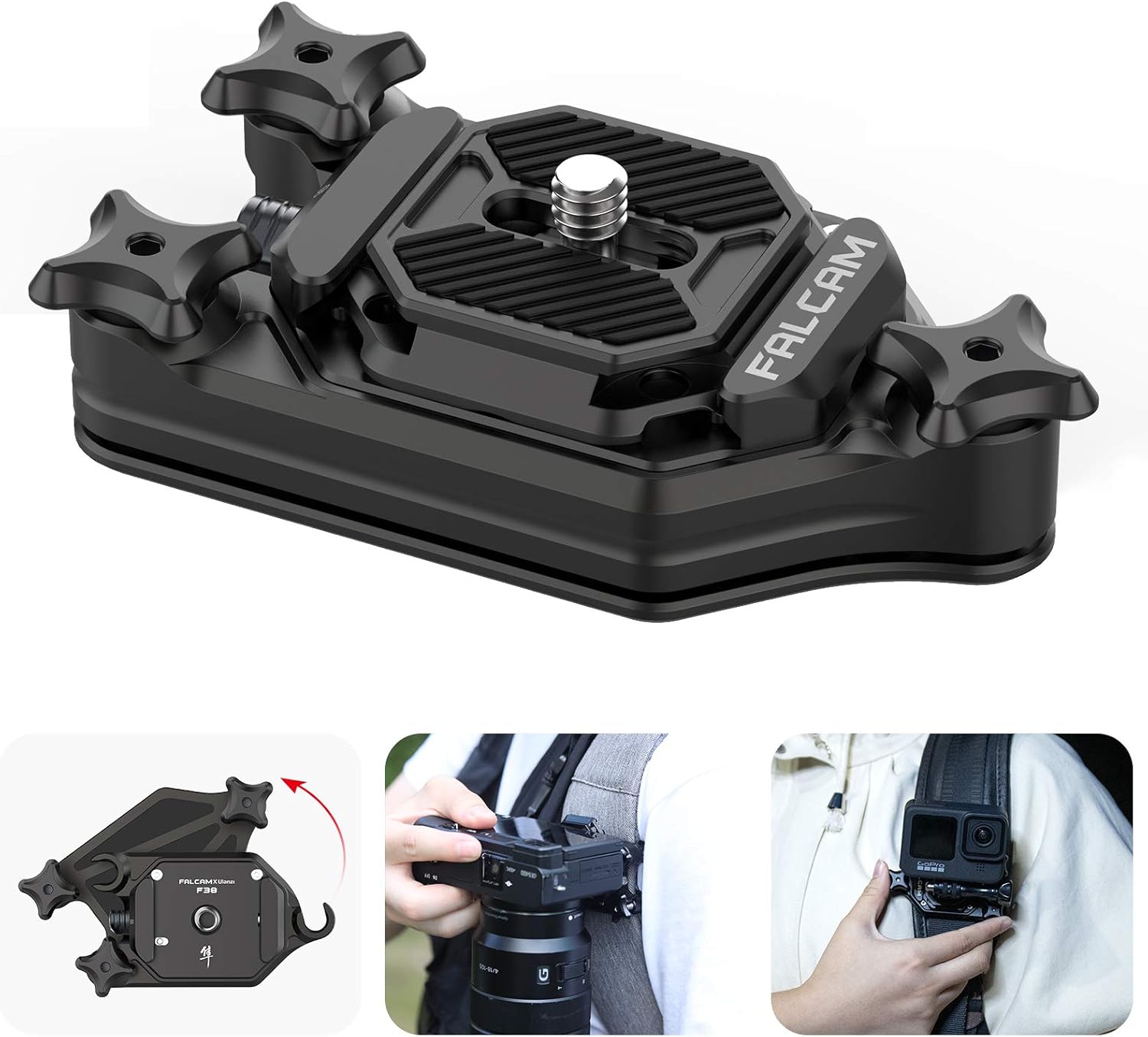 Ulanzi Camera Holster, Camera Holder, Backpack Clip, Capture Type, Arca-Swiss Standard 1/4 Screw Plate Quick Release Clamp, Easy On/Off Backpack, Waist Belt Clip for DSLR Digital SLR Camera Sony Canon