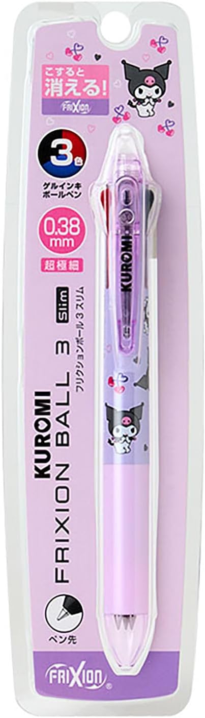 Sanrio FriXion Ball 3 Slim Chrome Polycarbonate, Ball Diameter: 0.01 inches (0.38 mm), Ink Color: Black, Red, Blue, Retractable Type 928003