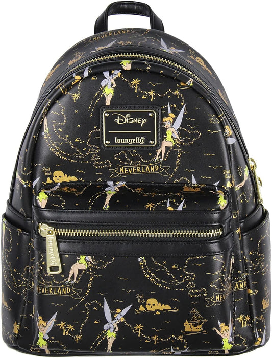 Loungefly Disney Tinkerbell Mapa del Tesoro de Nunca Jamás con Impresión Completa Un Poco de Polvo de Hadas Mini Mochila