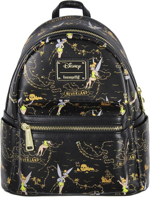 Loungefly Disney Tinkerbell Mapa del Tesoro de Nunca Jamás con Impresión Completa Un Poco de Polvo de Hadas Mini Mochila