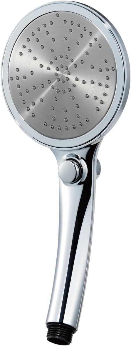 SANEI PS3503-81XA-CHA20-EC Large Metallic Shower Head, Hand Stop, Plated, Large Shower Plate, Plenty of Water, 40% Water Saving, Made in Japan