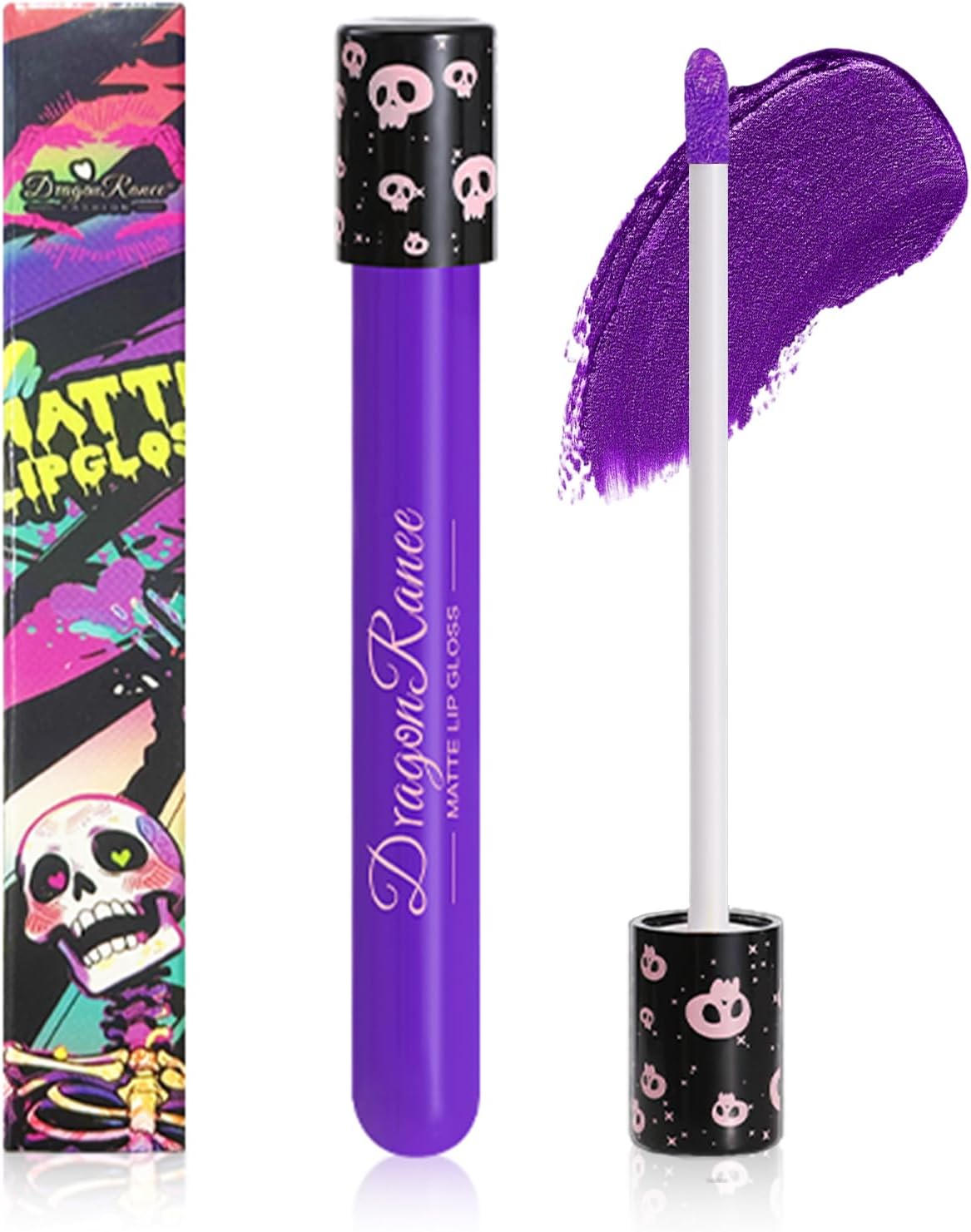 Purple Matte Lip Gloss Purple Lipstick - Long Lasting Waterproof High Color Non-Sticky Velvet Finish, Perfect for Halloween & Dark Glam Makeup