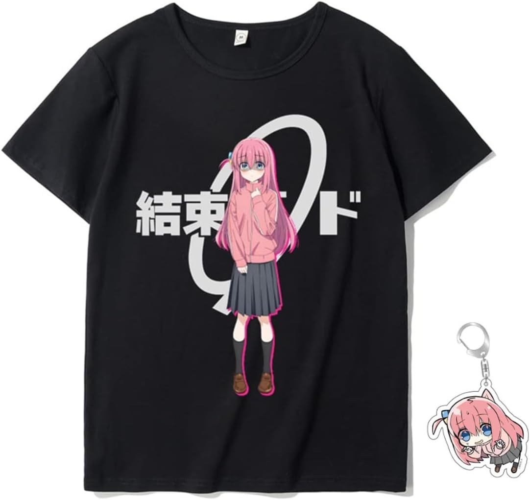 [EIUBCO] ぼっちざろっく Tシャツ 子供 大人 カジュアル 半袖 かわいい 春夏 男女兼用 ボッチザロック tシャツ 結束バンド 衣装 ぼっちざろっく グッズ キーホルダー付き