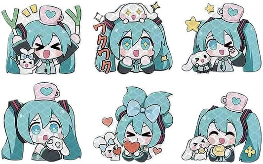MIKU Car Stickers, 6-Piece Set, Reflective Stickers, Car Stickers, Character Stickers, DIY, Cute, Popular, Decoration, Anime Goods, Waterproof Stickers, Cute Goods, Cars, Car Decoration, Unofficial