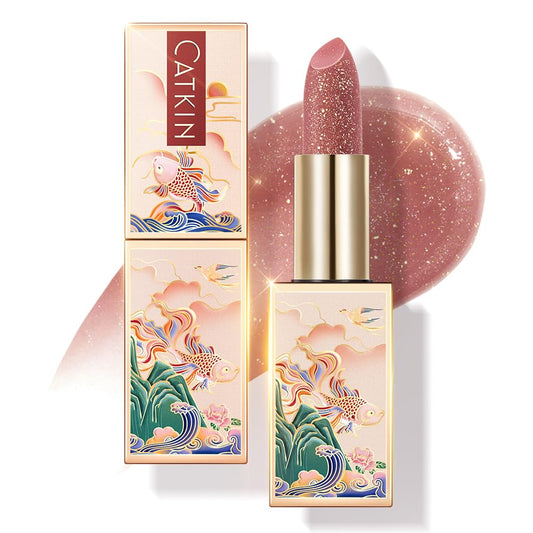 CATKIN Bálsamo labial tintado con purpurina para labios ultra hidratante, humectante labial, cuidado de labios con vitamina E nutritivo para labios agrietados y secos, 0.12 onzas, C15 Destiny, rojo