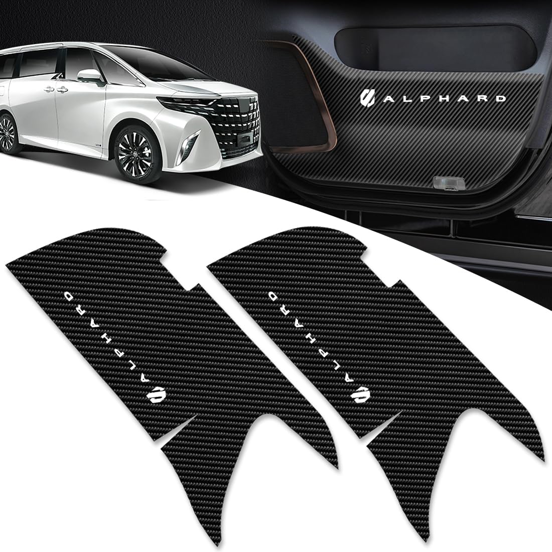 OuTLife New Alphard, June 2023 (Reiwa 5) Release Model 40 Series Dedicated Door Kick Guard, Door Film, Leather Material, Stain Prevention, Water Prevention, Interior Accessories, Door Protector,