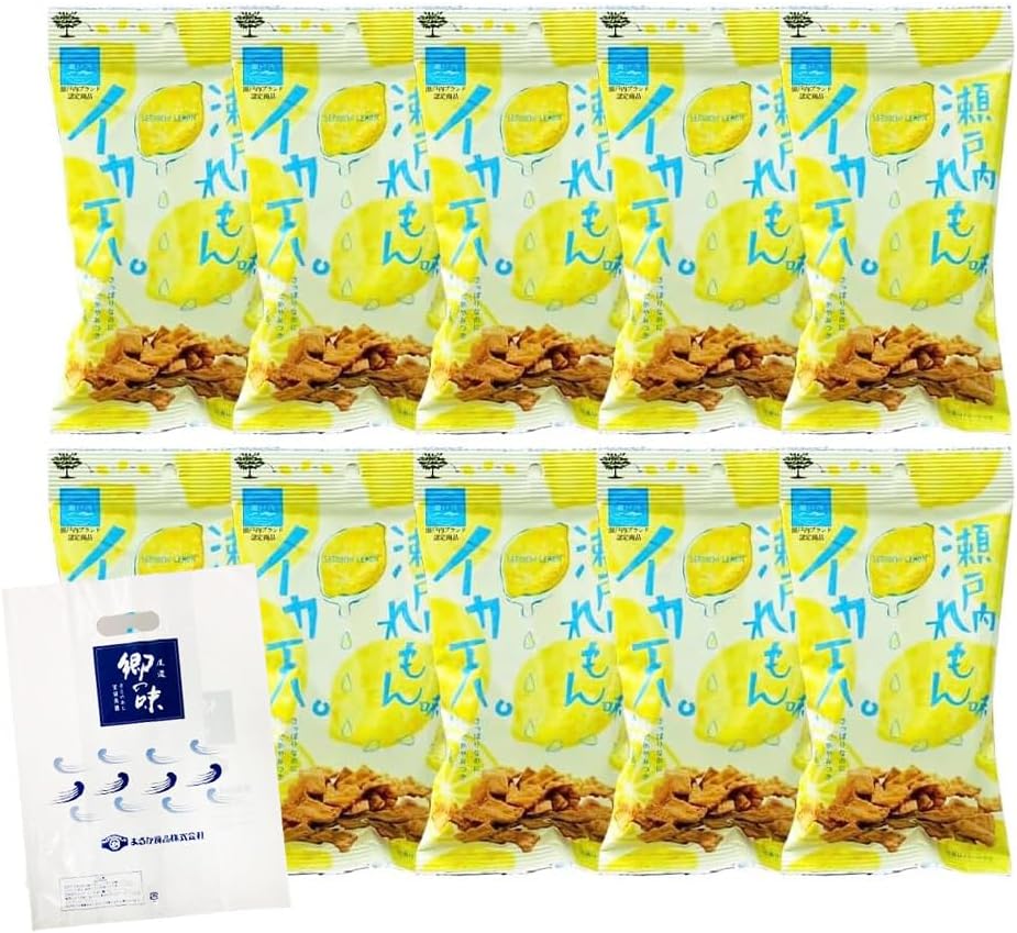 【Maruka Foods Official】Manufacturer Original Bag Included! Setouchi Lemon Flavored Squid Fritters 27g 10-Pack Snack Popular Assortment Sweets Squid Fritters Squid Fry Squid Ika (10 pieces) Original