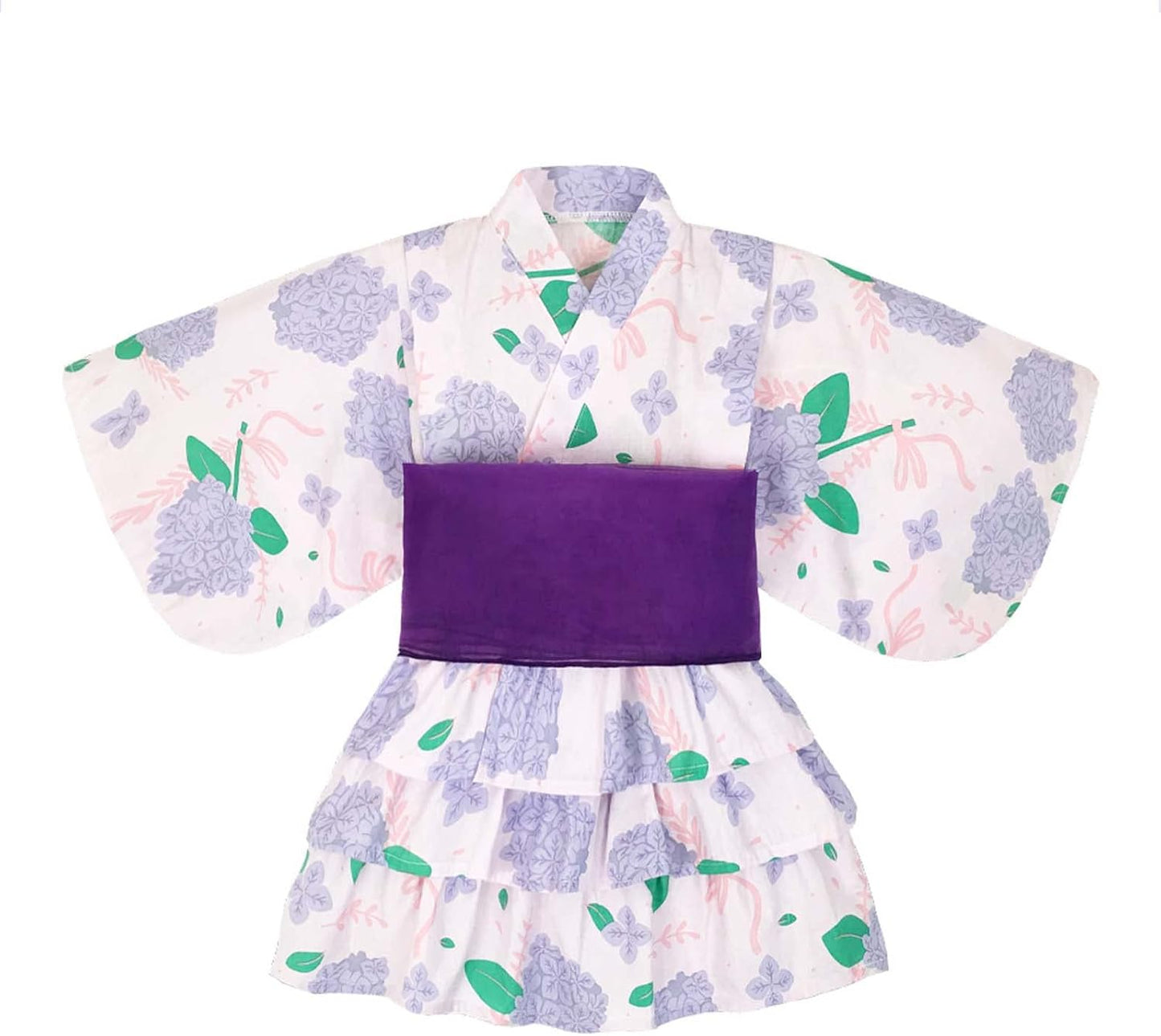 SLINX HF07 Yukata, Children, Girls, Baby, Kids, Summer Festival, Summer Kimono, Yukata, 3-piece Set, Obi Set, Top and Bottom Set, With Belt Included, Yukata Dress, Fireworks Festival