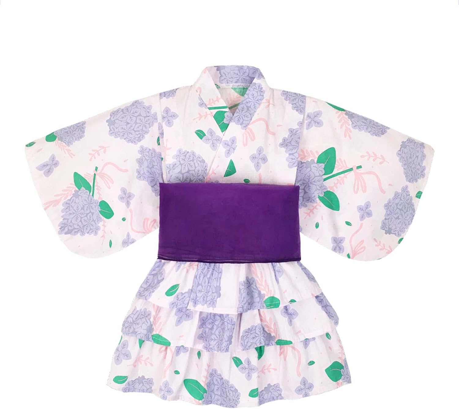 SLINX HF07 Yukata, Children, Girls, Baby, Kids, Summer Festival, Summer Kimono, Yukata, 3-piece Set, Obi Set, Top and Bottom Set, With Belt Included, Yukata Dress, Fireworks Festival