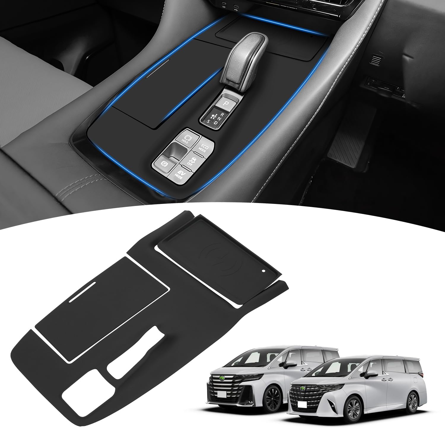 Mozan Toyota Alphard Vellfire 40 Series Shift Panel Rubber Mat Compatible with Excective Lounge Console Cover, Rubber Mat Cover, Scratch Resistant, Stain Resistant, Anti-Fingerprint, For Vehicles,