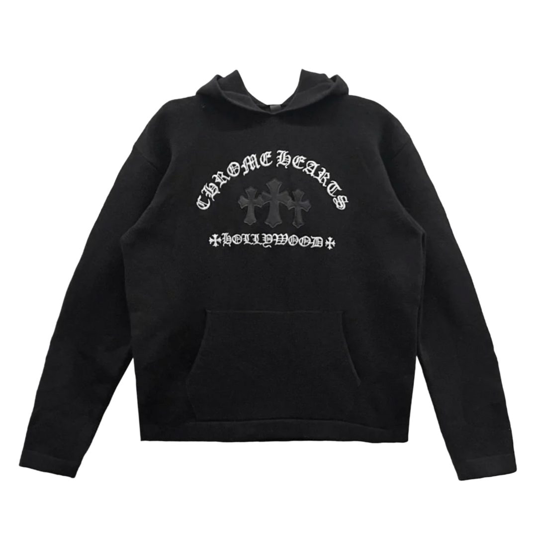 CHROME HEARTS 'HOLLYWOOD' BLACK CASHMERE HOODIE