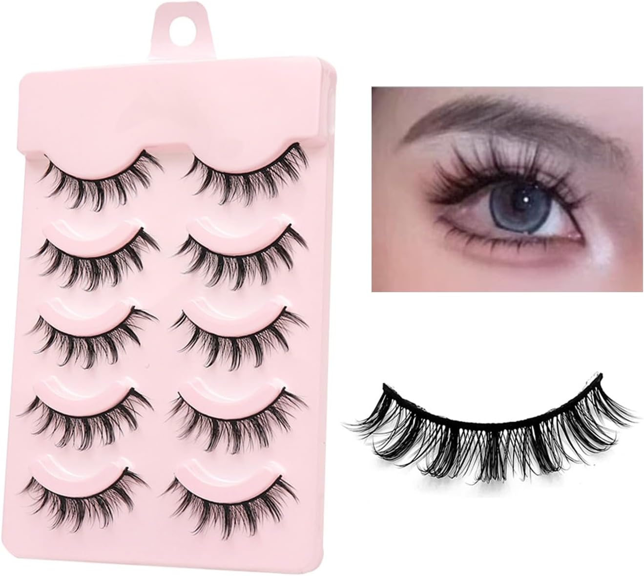 False Eyelashes, For Upper Eyelashes, 5 Pairs, Natural Black Natural Core, Soft Core, Ultra Lightweight, Soft, Handmade, Reusable, Thin Makeup, Daily Makeup