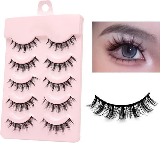 False Eyelashes, For Upper Eyelashes, 5 Pairs, Natural Black Natural Core, Soft Core, Ultra Lightweight, Soft, Handmade, Reusable, Thin Makeup, Daily Makeup