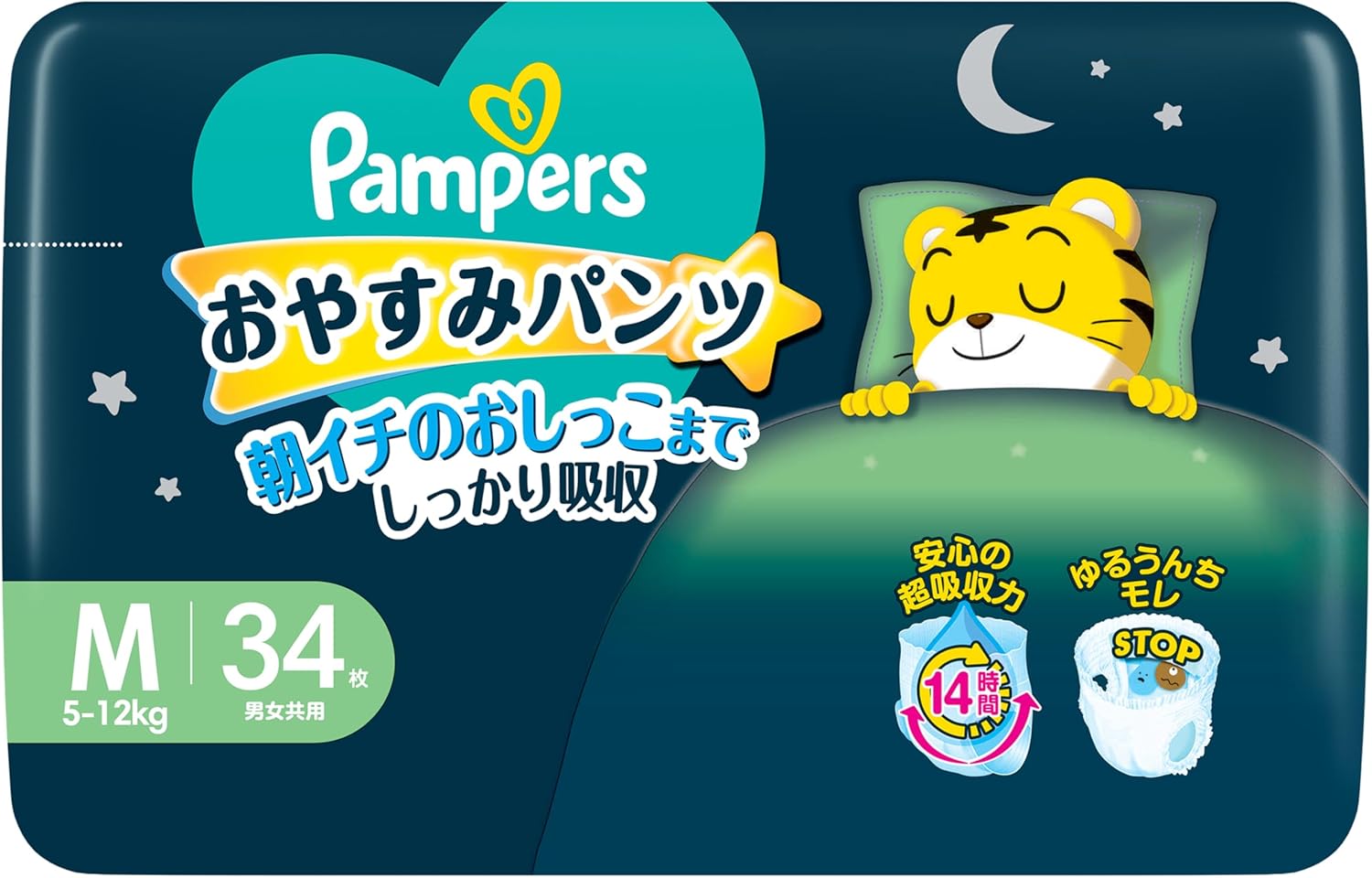 Pampers Pants M Size Diaper Night Sleep Pants 13.6 - 26.6 lbs (6 - 12 kg), 34 pieces